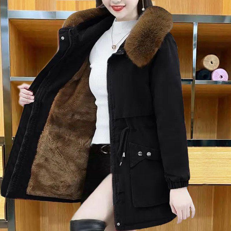 Áo Khoác Bông, Hàng Mới Về Mùa Đông, Kiểu Parka, Áo Khoác Độn Bông Lông Cừu, Dài Trung Bình Dáng Rộng Vừa Vặn, Áo Khoác Bông, Áo Khoác Lông Cừu Đệm, Dành Cho Nữ 3