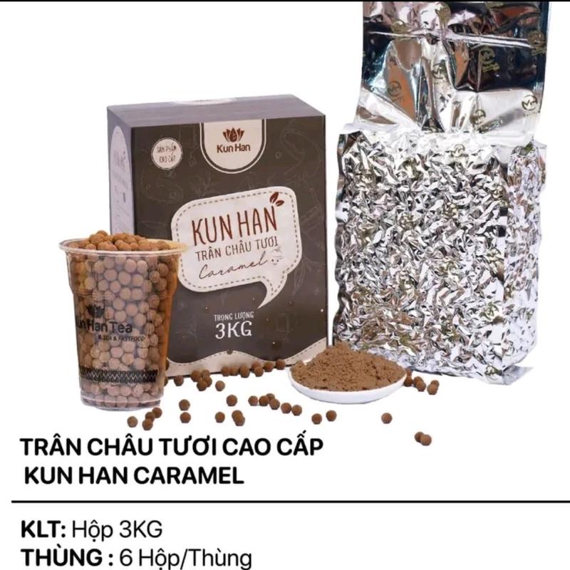 Trân châu tươi cao cấp KUN HAN Caramen- Hộp 3kg  Topping 3