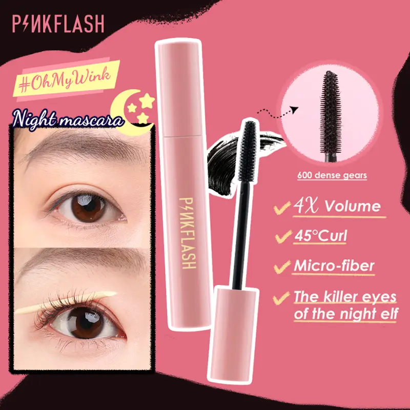 Bộ Trang Điểm Mắt, 4 Món, PINKFLASH, Mascara Không Thấm Nước, Bút Kẻ Mắt, Bút Chì Kẻ Lông Mày, Kẹp Mi 3