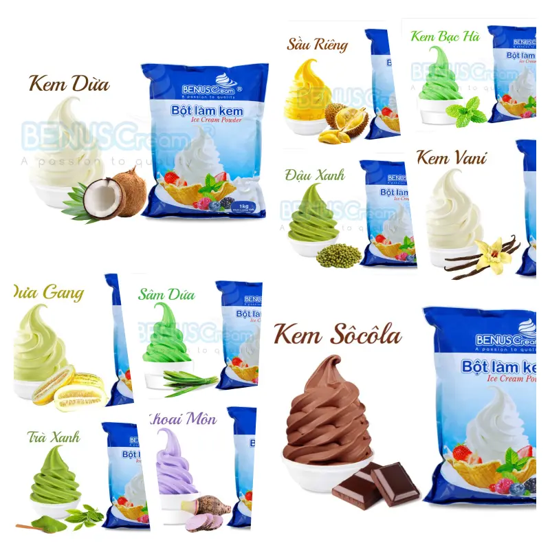 Bột làm kem tươi Cao Cấp hương Phúc Bồn Tử Benus - túi 1kg 5
