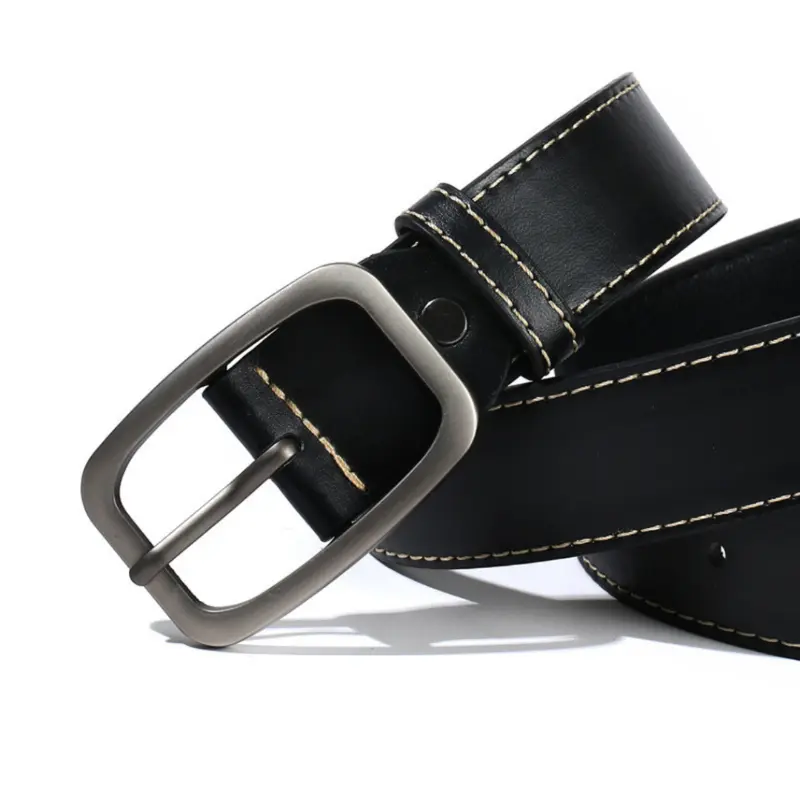 Thắt lưng khoá cài nam nữ dây nịt da thời trang Hàn Quốc dây lưng 3.3cm màu đen quà tặng cho nam PADAS MENSWEAR 3
