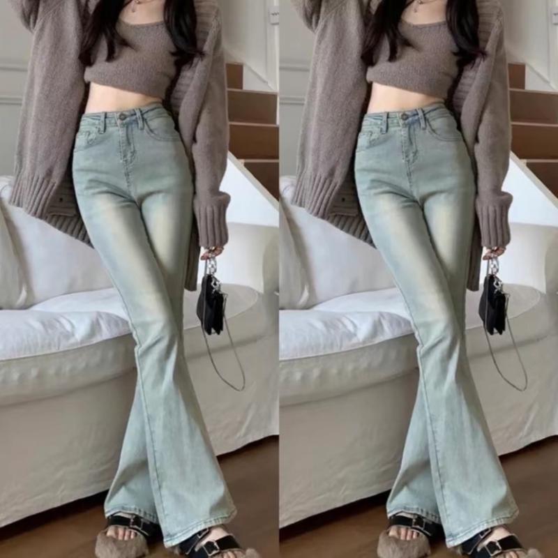 Quần bò jeans nữ co dãn ống loe trơn, loe may gấu, loe xẻ gấu, rộng xuông đứng, jeans co dãn 4 chiều Pants Women Ong Denim