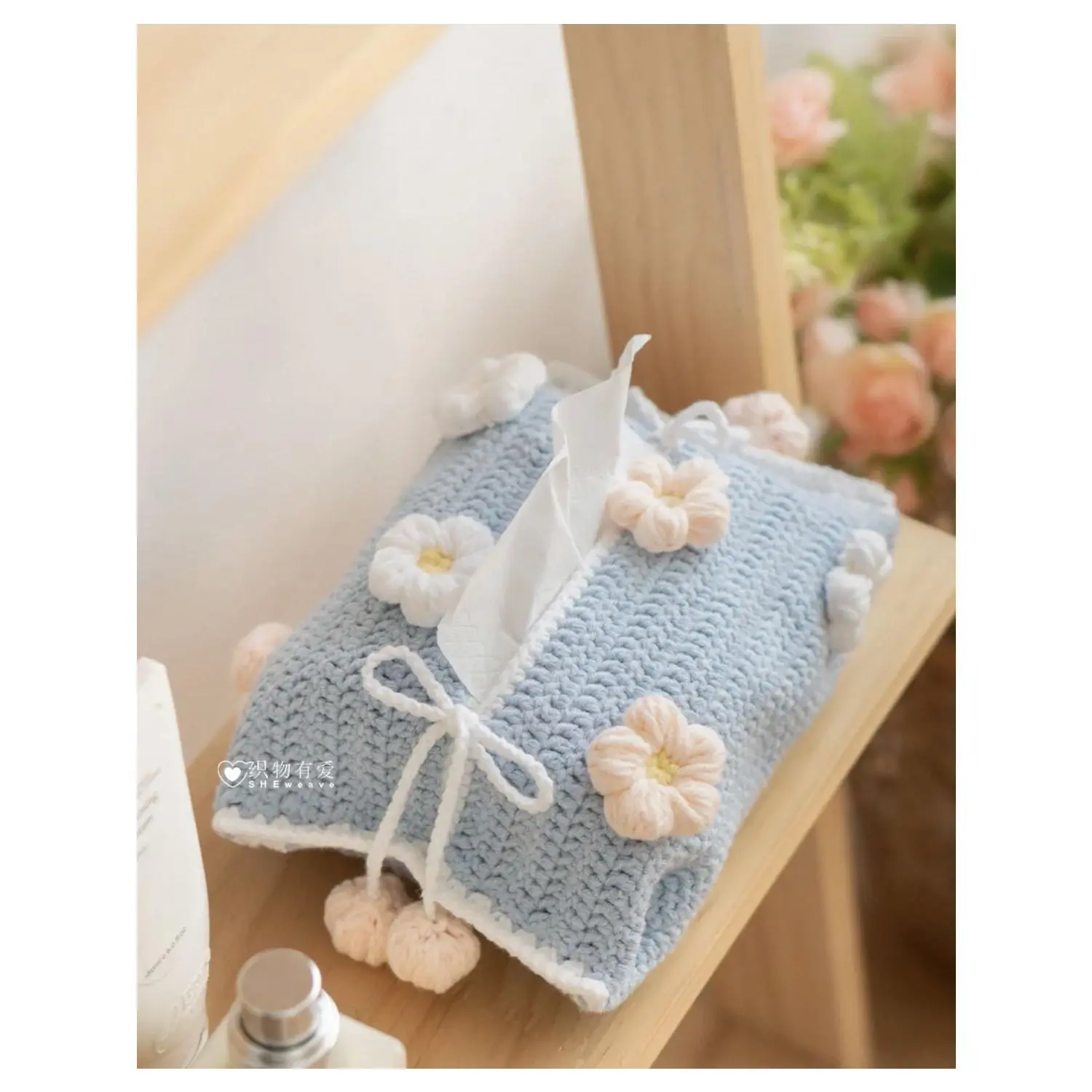 [5926 People Collected] Mucha Handmade Puff Flower Tissue Box DIY Knitting Kit Yarn Crochet Toilet Paper Box Relieve Boredom Hand