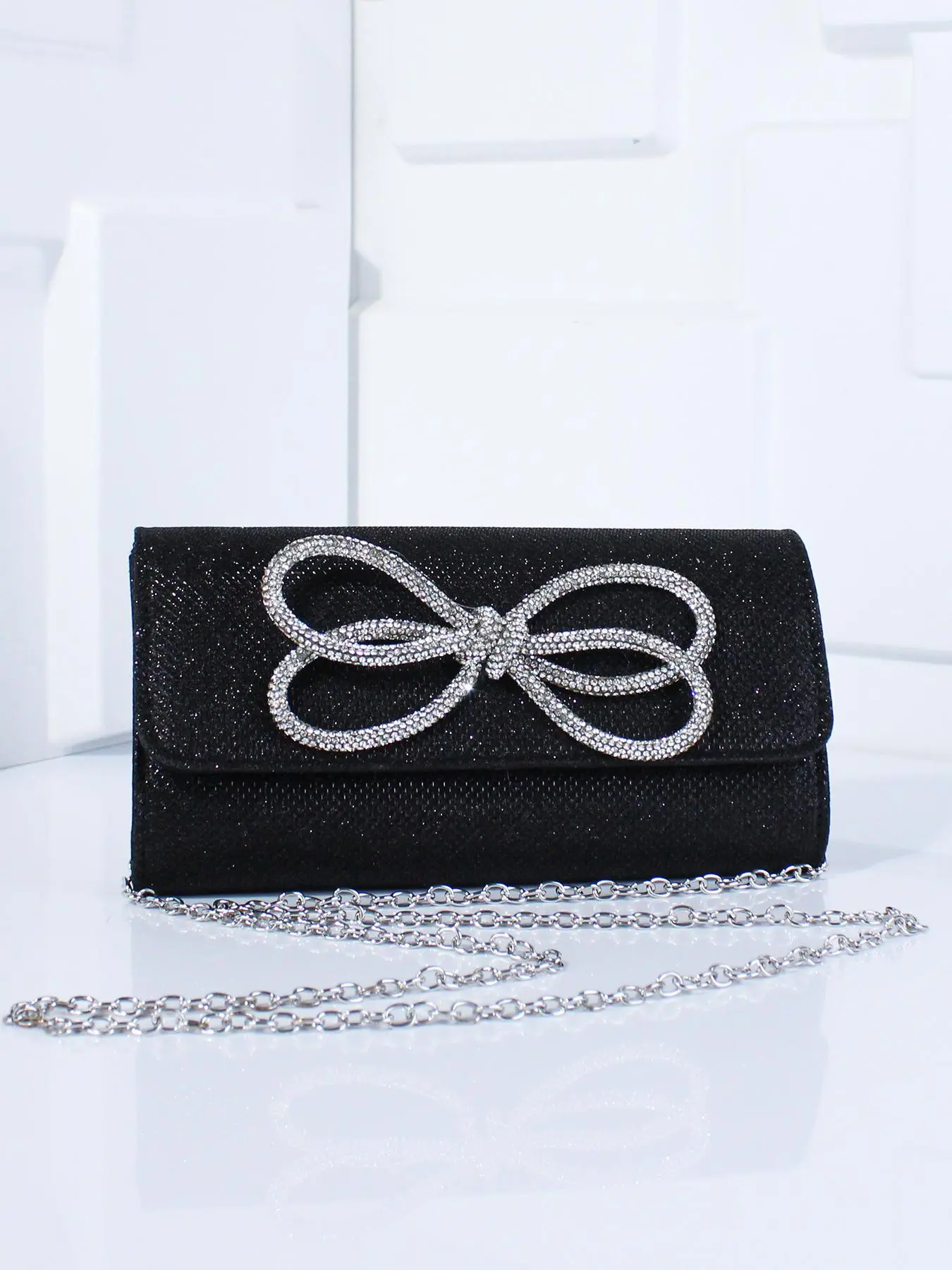 Women's Elegant Bowknot Design Evening Bag, 2025 New Style Exquisite Trendy Chain Strap Clutch Bag, Fashionable Bag for Party Decoration, Valentine's Day, Gift