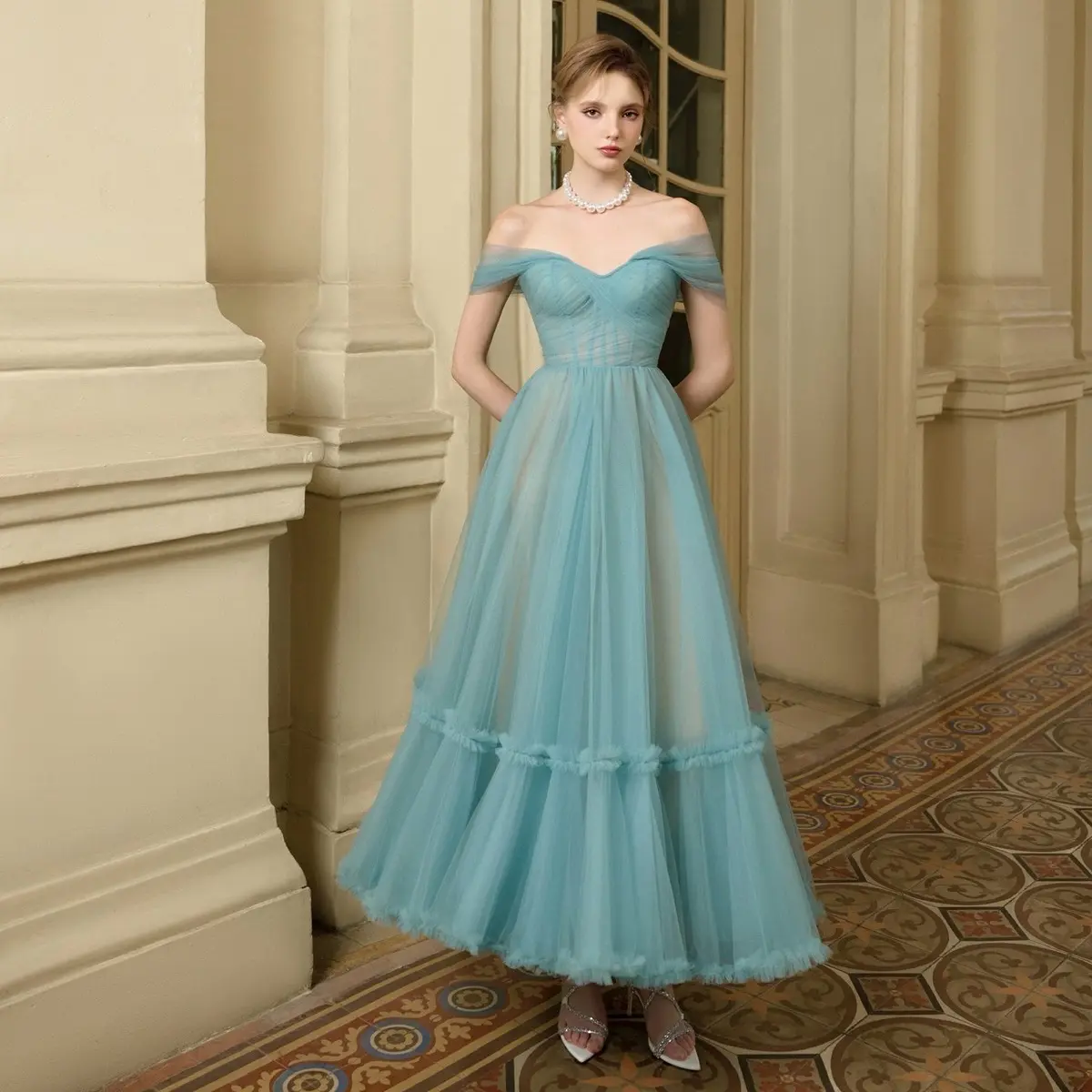 JOSEPHINE - váy Emma xanh - phù hợp với các bữa tiệc sang trọng, cô dâu đi bàn, đám cưới, các buổi prom