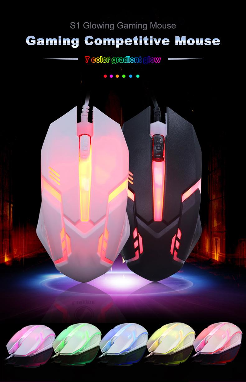 Product Introduction of Gaming S1 Sports LED Luminous Backlit Wired Mouse USB Wired For Desktop Laptop Mute Office Computer Gaming Mouse 20