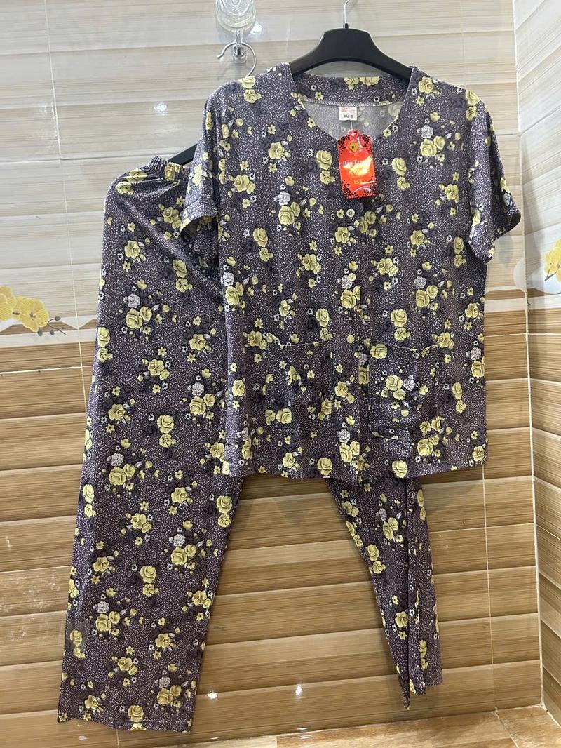 Product Introduction of Bộ Thun Hoa Bà Già (Quấn Dài Áo Tây Ngắn )Vải Thun Atyway Co Giản Thỏa Mái - Nữ, Women Voi 3
