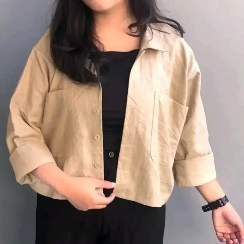kemejan crop linen kekinian