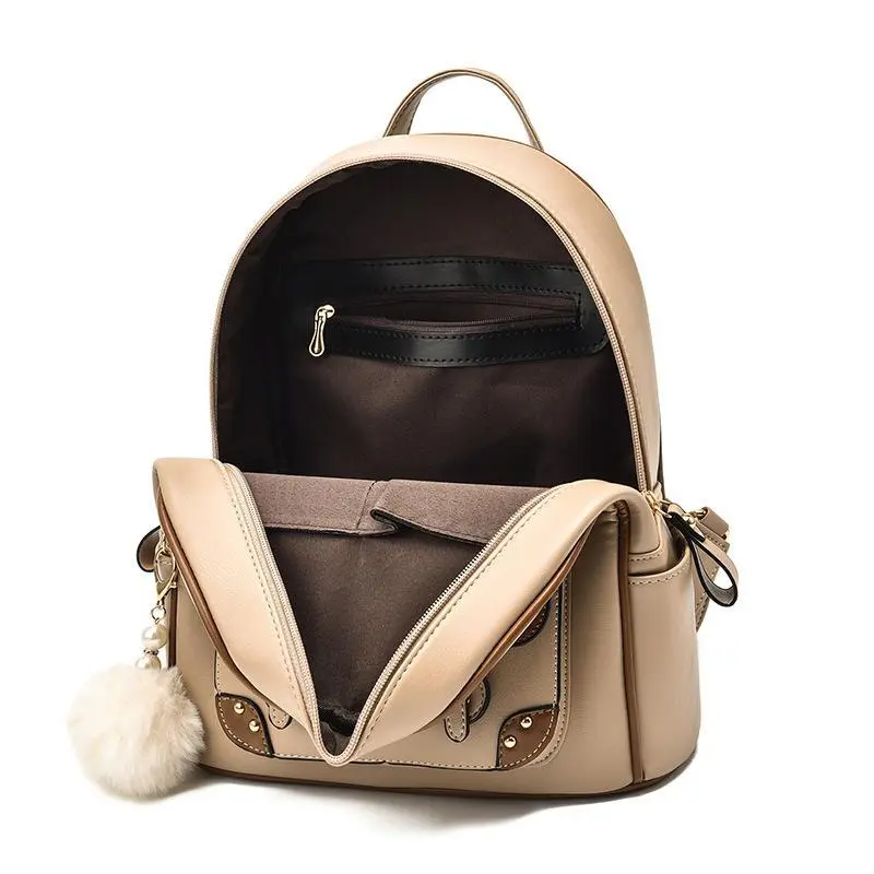 Balo Nữ Hai Dải Thời Trang Đeo Đi Học Đi Chơi Da Backpack Đeo Vai 5