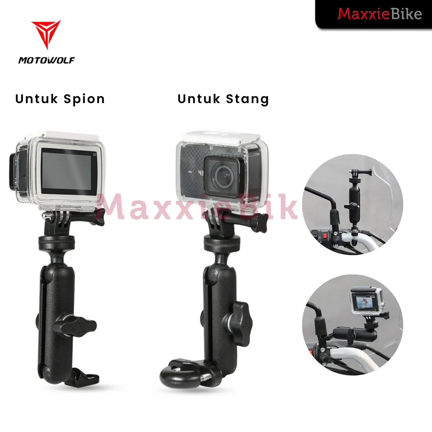 Motowolf MDL3519 Braket Dudukan Gopro Stang Spion Motor Mounting Action ...