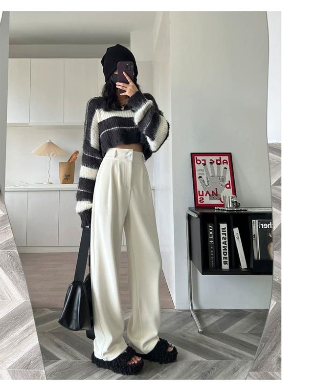 Quần Ống Rộng Xuông Nỉ Tuyết Nhung Hàn Cạp Cao Khóa Lưng Chun Siêu Đẹp Tôn Dáng Nữ ( K LÓT LÔNG )