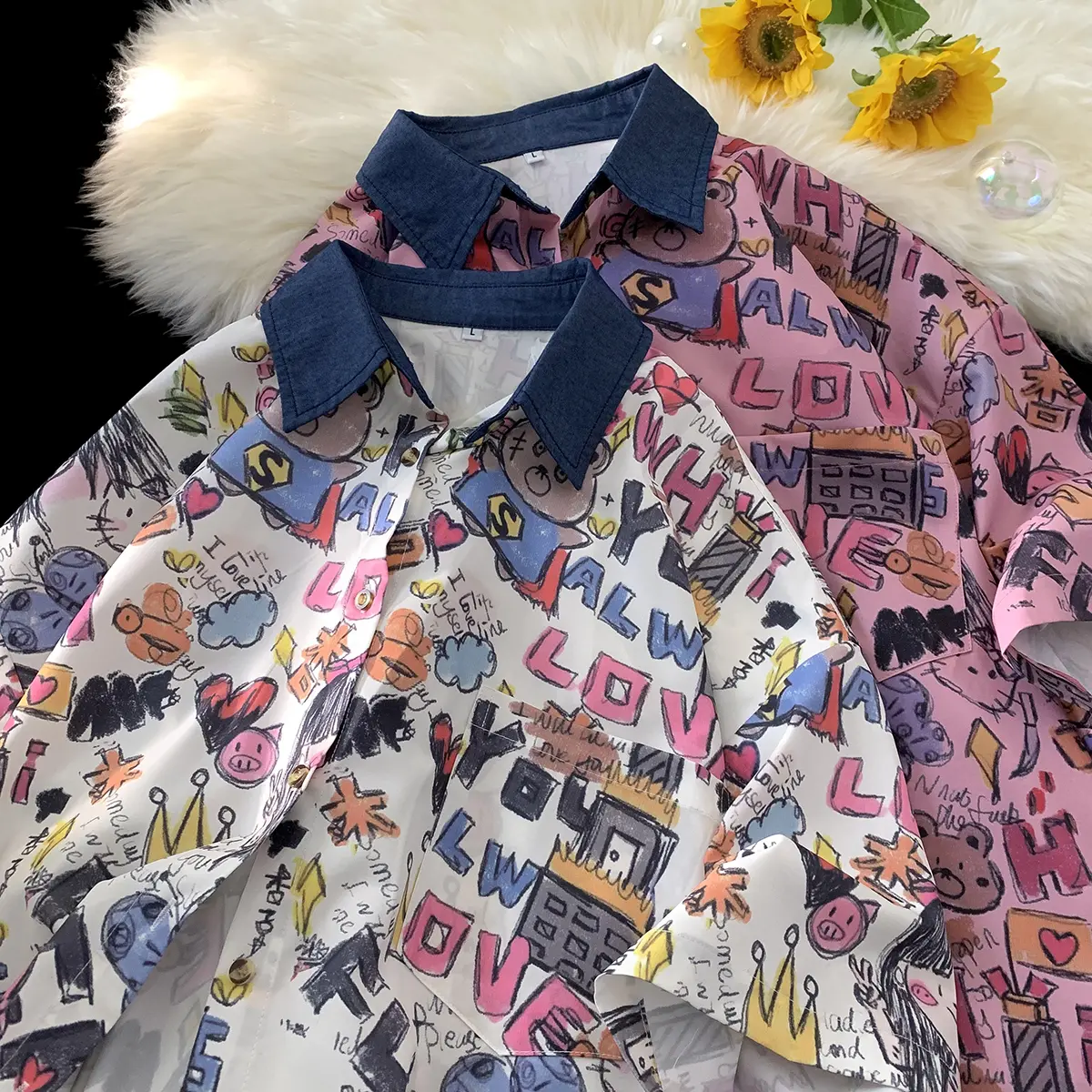 เสื้อฮาวาย ใส่ได้ทั้งชายและหญิง ผ้าเย็นและระบายอากาศได้ เสื้อสงกรานต์