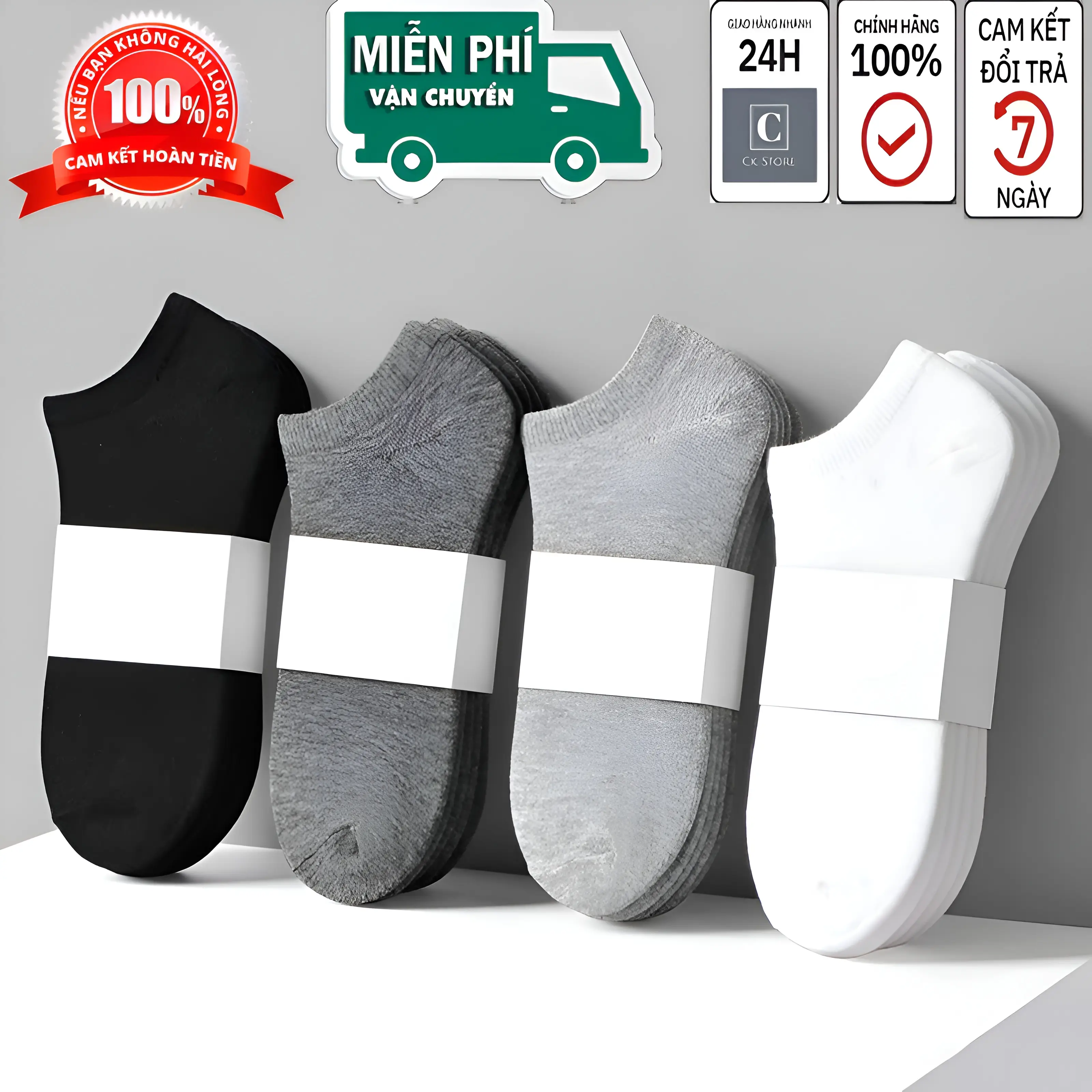 Tất ngắn nam nữ [ Giá Sốc ] Vớ thấp cổ 3 màu trơn chống hôi chân - Thiết kế mới, co giãn, mềm mịn, thoáng mát - Menswear