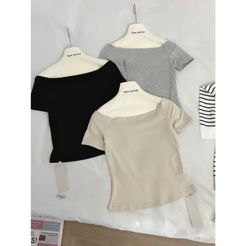 Áo thun nữ trễ vai Cesy, áo trễ vai cộc tay body chất liệu cotton 394 7