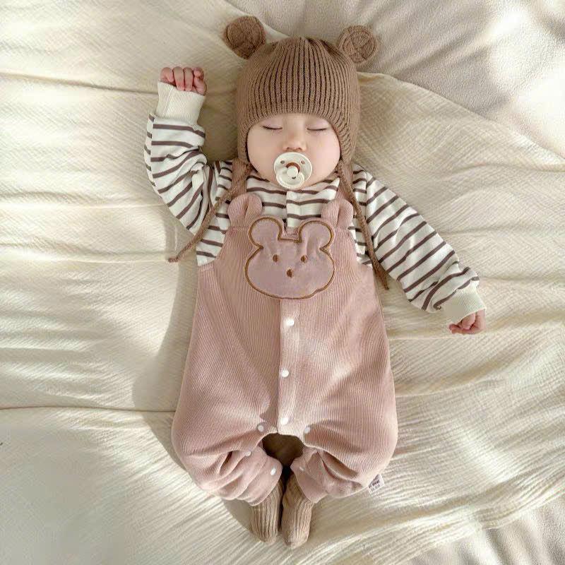  Bodysuit Dài Tay Cho Bé Trai Bé Gái Body Yếm Thu Đông Len Tăm Hình Gấu Mẫu Quần Áo Trẻ Em Liền Thân –  BDD73  