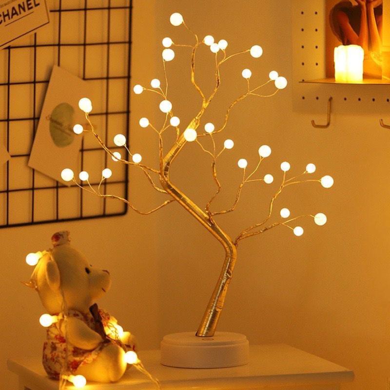 Lampu Tidur Model Pohon Ranting Unik Colokan USB / Tenaga Baterai Dekorasi Kamar Kawat Tumblr Led/Led Tree Romantic Night Light Meja Samping Tempat Tidur Hadiah Ulang Tahun Lamp Led Plastik 1