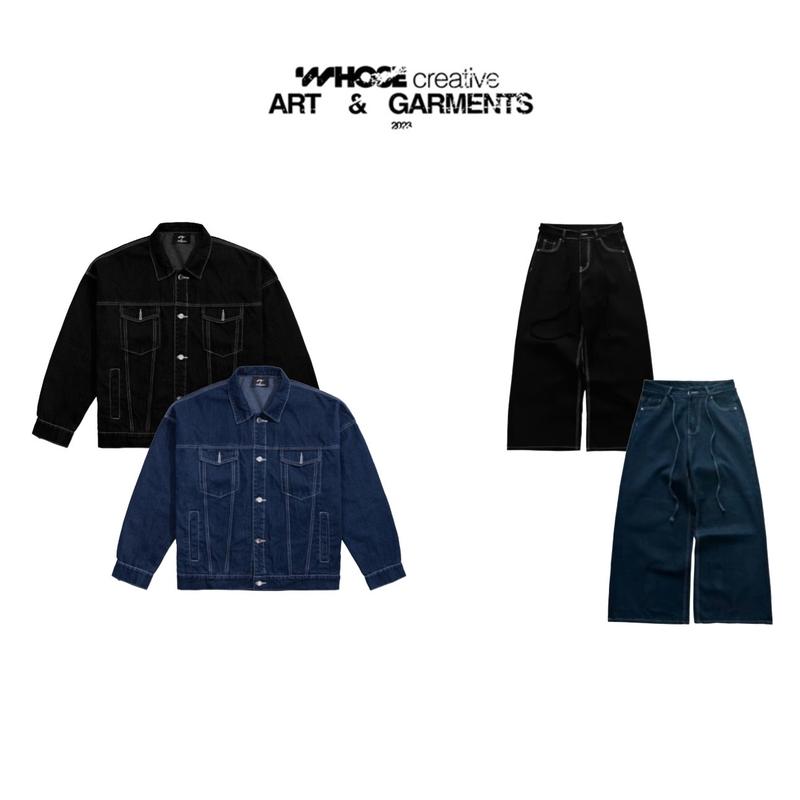MỚI VỀ HÀNG DENIM ON DENIM SET - Set áo jeans chỉ trắng kèm quần nam nữ Whose Studio