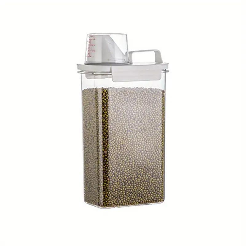 Clear Cereal Container with Cup, 1 Count Portable Rice Dispenser, Food Storage Container for Home Kitchen Supplies 6