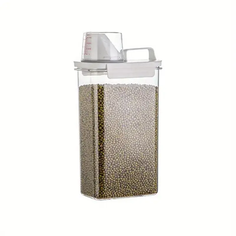 Clear Cereal Container with Cup, 1 Count Portable Rice Dispenser, Food Storage Container for Home Kitchen Supplies 6
