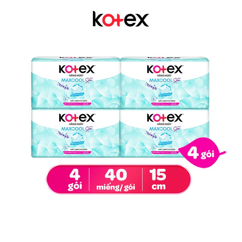 [Creator] Combo 4 Băng vệ sinh Kotex Hàng Ngày Compact Maxcool French Spa 40 miếng / gói
