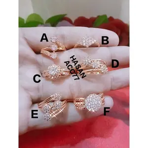 cincin perhiasan emas wanita dewasa model 3 mata baru variasi/Titanium/anti karat Gold