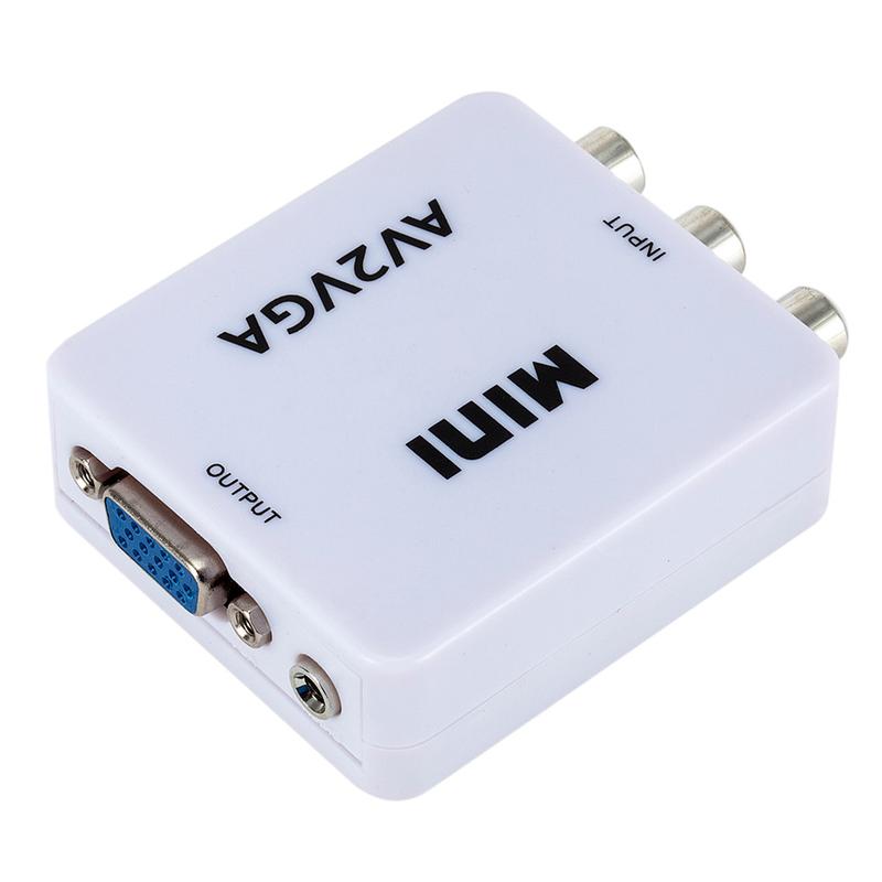 GRWIBEOU 1080P Mini Video Convertor RCA AV to VGA Video Converter Conversor with 3.5mm Audio AV2VGA / CVBS + Audio to HDTV PC 5