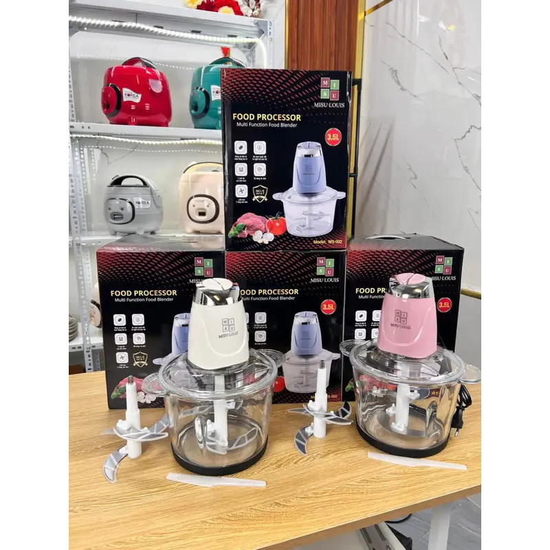 [Quà Tặng 1 Bộ dao Thay thế + 1 Cây Đánh Ruốc] + 1 Cây Đánh Trứng] Máy Xay Thuỷ Tinh Misu Louis Dung Tích Lớn 3.5L, Bảo Hành 1 Năm, Xay Đa Năng Thịt, Cua, Cá, Rau, Củ, Quả,... 5