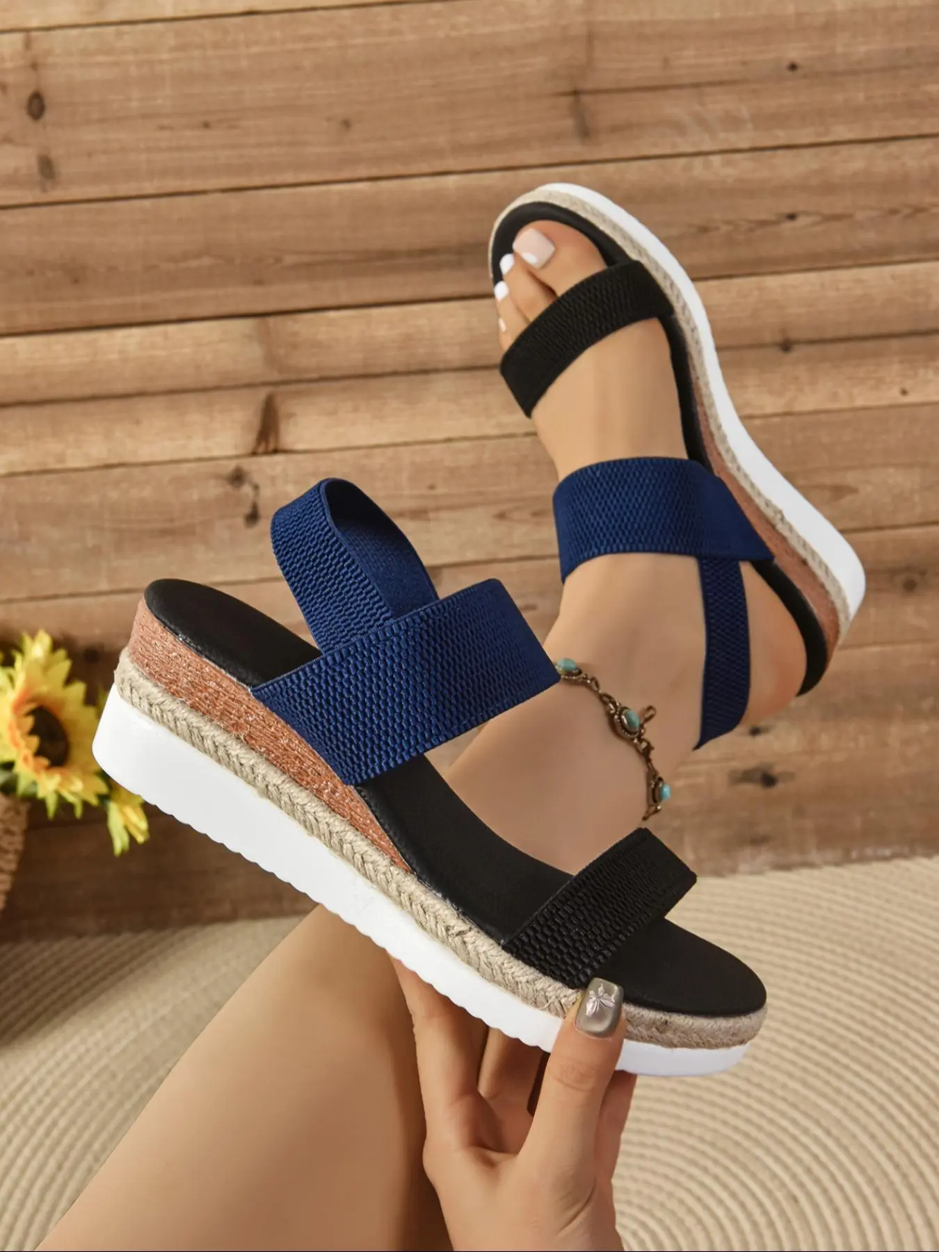Women's Fashionable Adjustable Strap Espadrilles Sandals, Casual Comfortable Wedge Sandals for Beach Vacation, Lightweight Breathable Shoes for Daily Wear, Summer