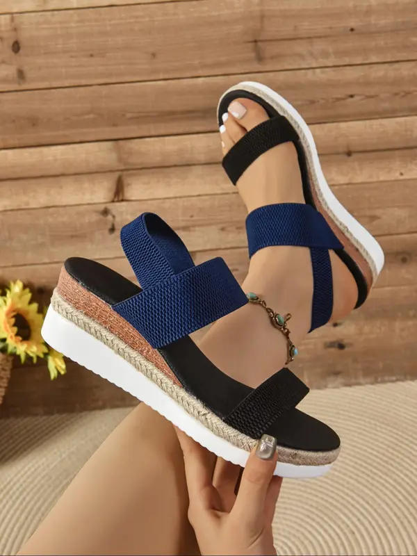 Women's Fashionable Adjustable Strap Espadrilles Sandals, Casual Comfortable Wedge Sandals for Beach Vacation, Lightweight Breathable Shoes for Daily Wear, Summer 0