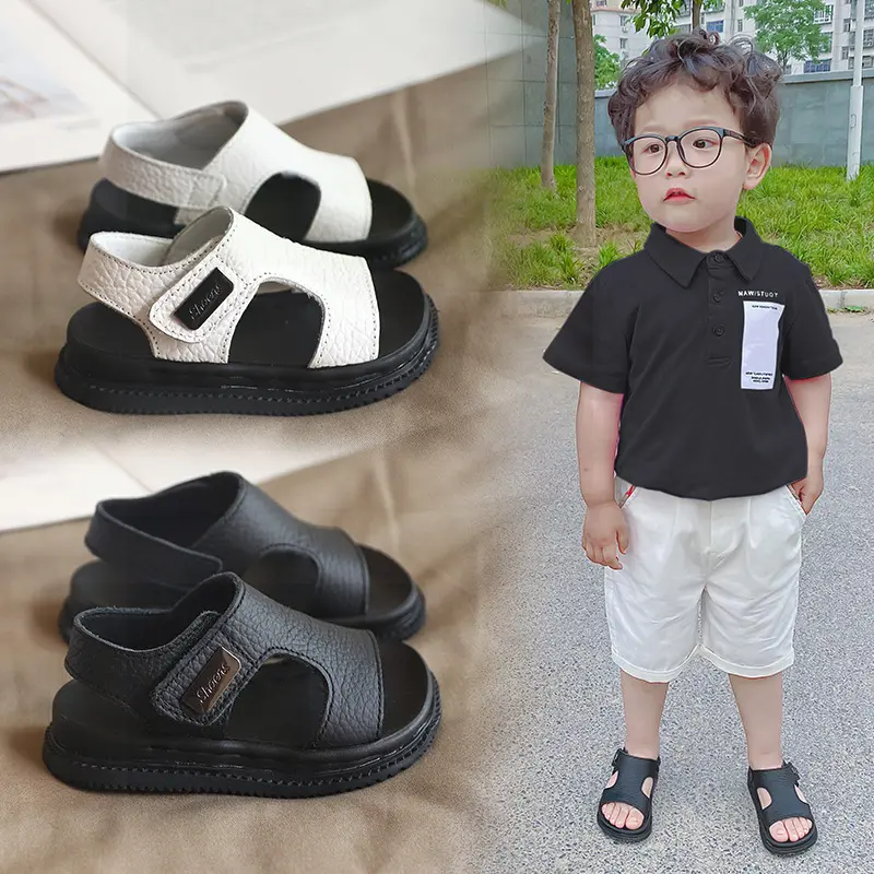 Children's sandals men's summer 1-5 years old soft-soled non-slip 2 medium and small children's sports leather beach sandals 3 baby toddlers
