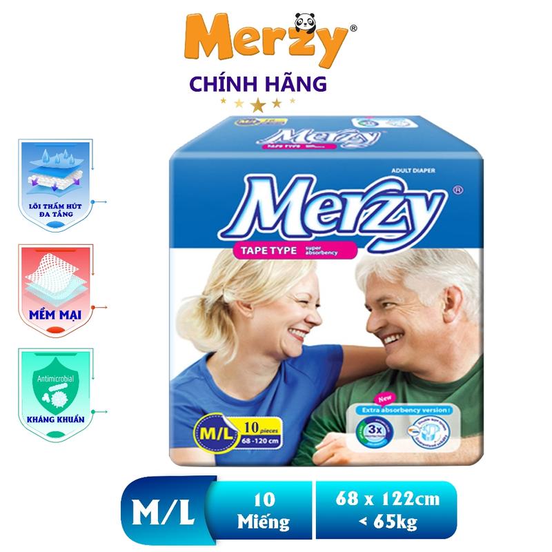 già 50 miếng Tã Dán Người Lớn Merzy Siêu Thấm Hút, Khô Thoáng - đủ size ML/XL cho 40-90kg Women Nữ bỉm  ta