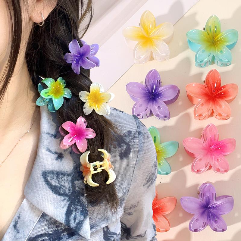 Product Introduction of 6 Pcs 4cm Mini Egg Flower Hairpins Gradient Candy Color Plumeria Side Bangs Hair Clips Sweet Braided Hair Clip Accessories 15