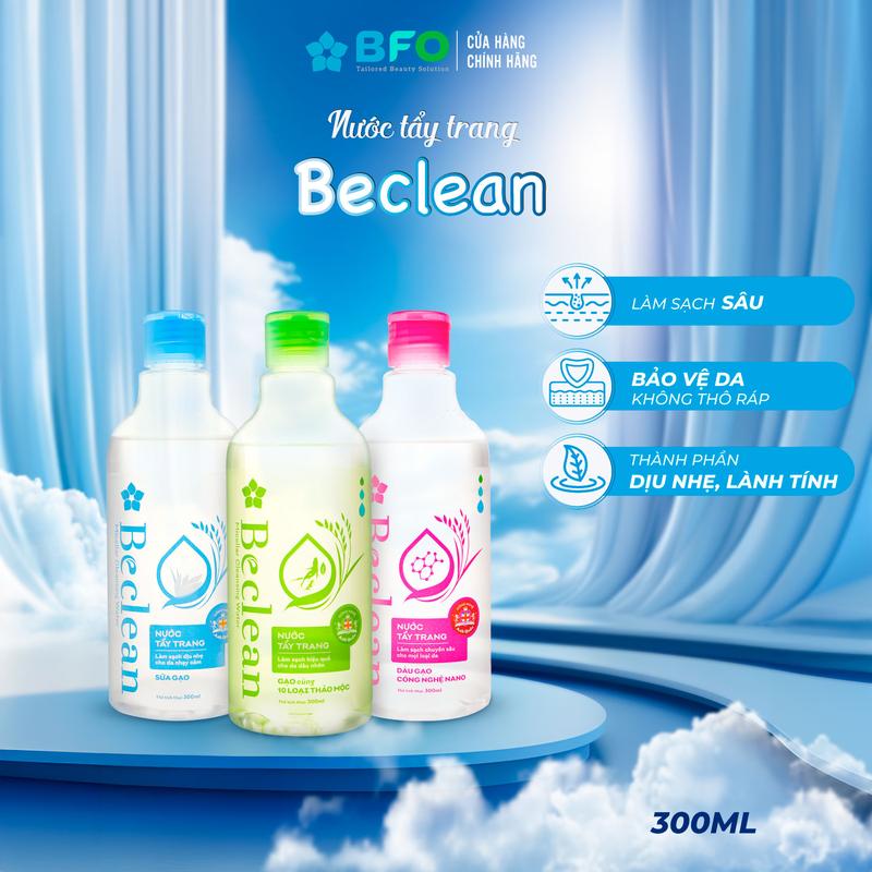 Nước Tẩy Trang BFO Beclean 300ml Làm Sạch Sâu, Dịu Nhẹ Phù Hợp Mọi Loại Da | Cosmetic Trang Điểm Nữ Women Chính Hãng