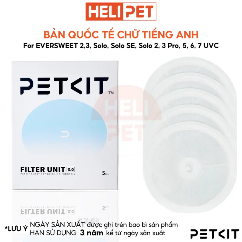 [Bản Quốc Tế] Lõi Lọc Nước PETKIT Dùng Cho Eversweet Solo, Solo SE, 2, 3, 6,7 thế hệ 3.0 - HeLiPet