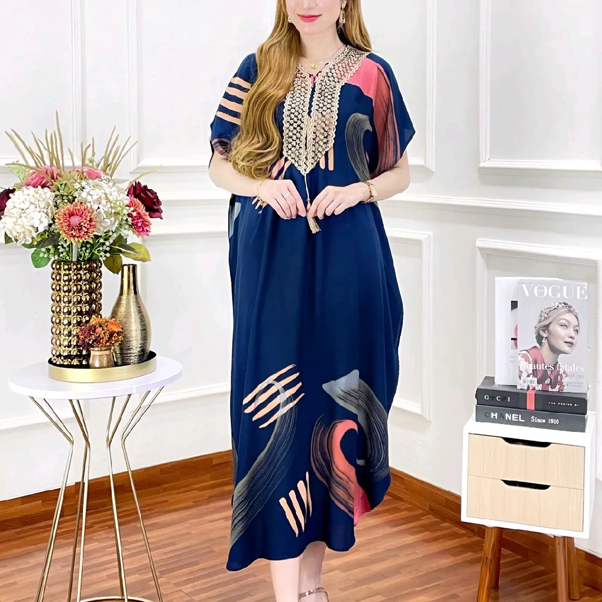 DASTER LOWO SULTAN LUKIS DASTER RENDA ARAB DASTER KEKINIAN JUMBO Musim panas Musim panas Polos Busui Nyaman Rayon Tebal Bumil Dress Wanita