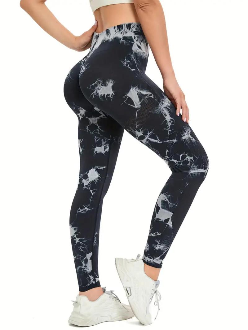 Product Introduction of Women's Tie Dye Print High Waist Sports Leggings, Sporty Comfy Breathable Seamless Skinny Pants for Yoga Gym Workout, Ladies Sportswear for All Seasons 3