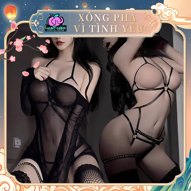 Đồ mặc nhà gợi cảm cho nữ, bộ đồ liền thân bó sát mặc trong áo lưới, đồ liền thân xuyên thấu, nội y phong cách thuần khiết và gợi cảm, váy bó mông dành cho nữ, đồ liền thân vai trần kiểu áo lưới, váy bó mông tay dài lưng trần bằng lưới.