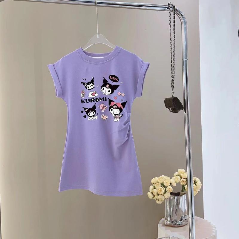 Product Introduction of Girls' Dress Kuromi Mid-Length 2025 Summer Casual Korean Style Big Kids Dress Stylish Comfortable 14