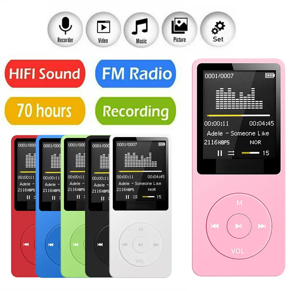 MP3 Player USB Charging Record Digital Display Screen Media Lossless Portable Pocket Sports Running Walking Music Play Audio Mp4
