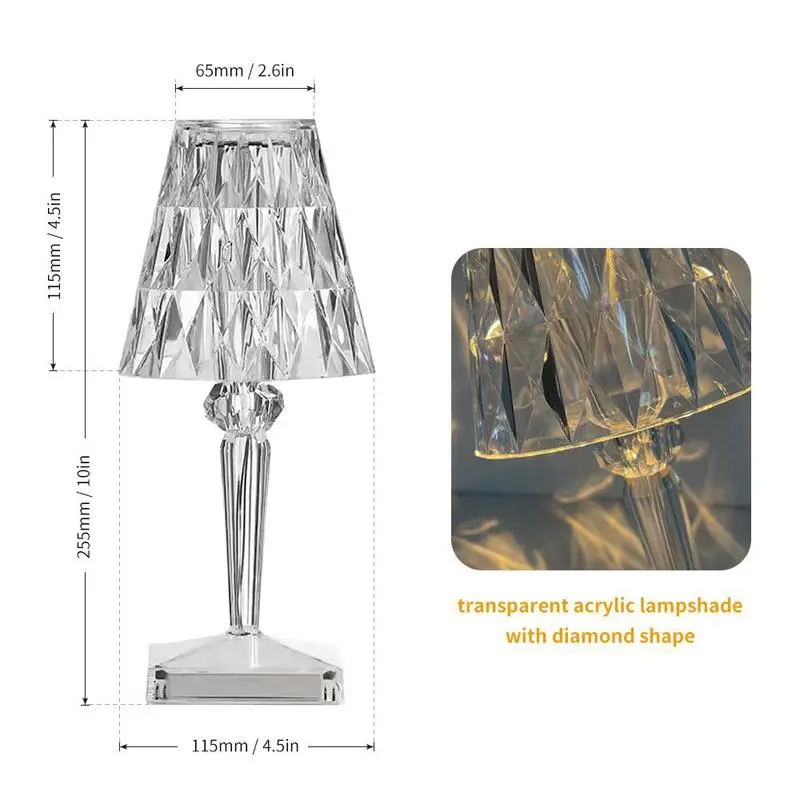 PPlus LAMPU MEJA CRISTAL USB  LAMPU SENSOR SENTUH / DEKORASI LAMPU MEJA CRYSTAL LAMP /Lampu Kamar Aesthetic / Lampu Malam LED / Lampu Tidur Aesthetic kristal 6