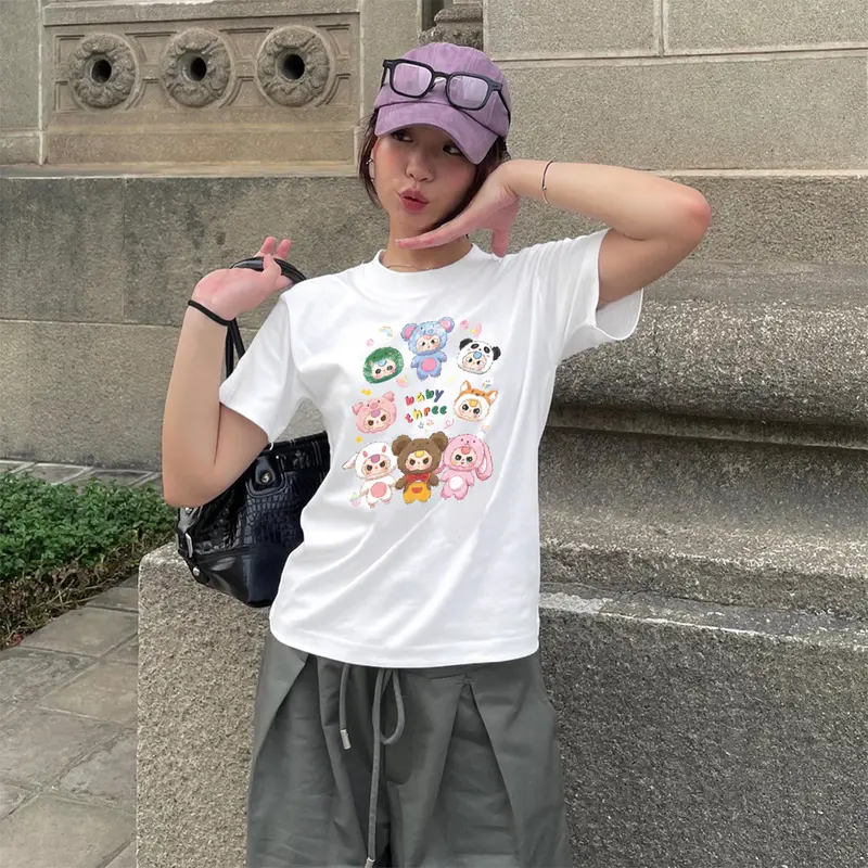 Áo Thun Baby Tee Tay Ngắn PINKSTORE29 Cổ Tròn In Hình Icon Baby Three A52012 2