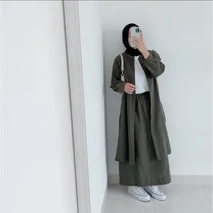 One Set Revy Long Tunik Setelan Wanita Rok Tunik Polos