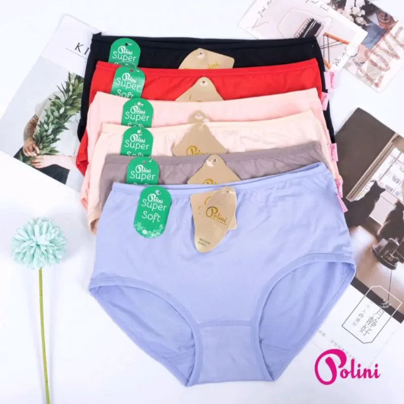 Promo 6 , 12 Pcs Celana Dalam Wanita Cd Wanita Polos Premium Polini 1235