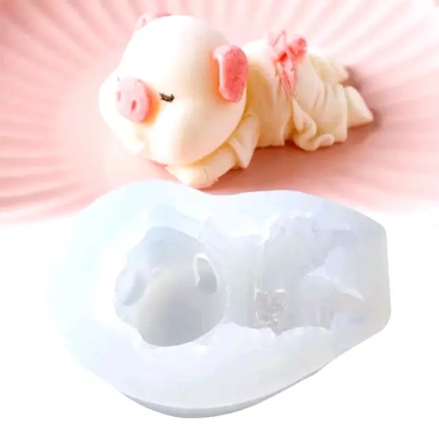 NHIENCAKE Khuôn silicon 4D heo tắm tiên dùng làm pudding, thạch rau câu, sáp nến, xà phòng 4