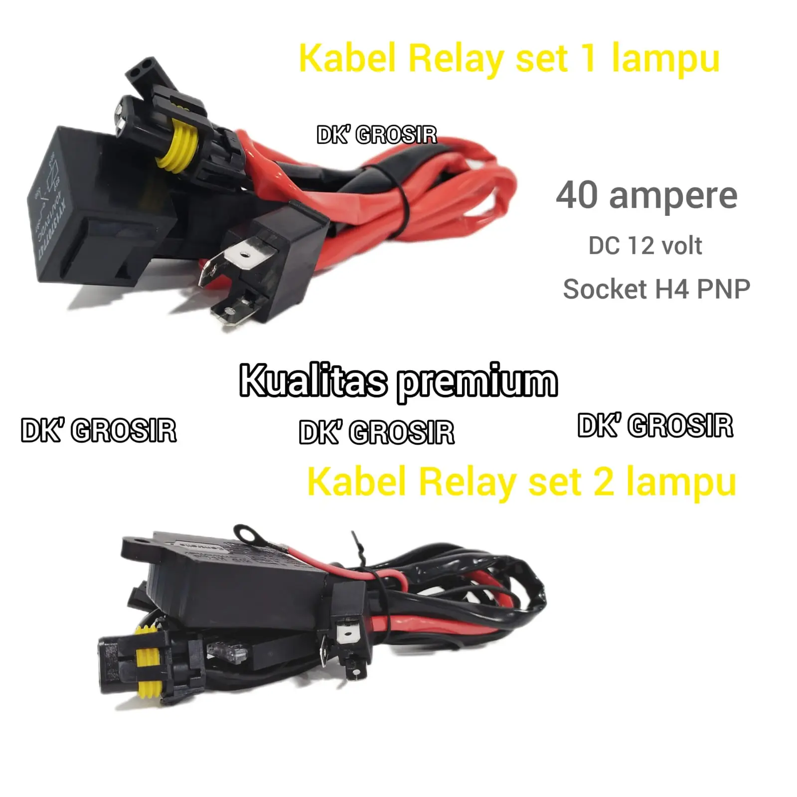 Kabel Relay set Lampu HID Projie Projector Biled LED Socket H4 Motor Mobil Universal