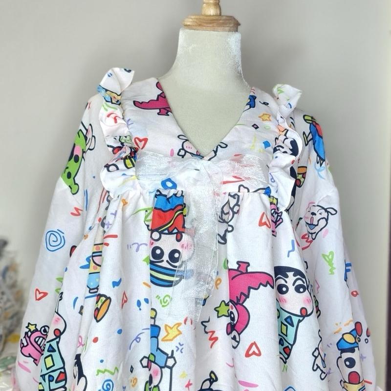 Set Áo Babydoll Kèm Quần Ngắn Hoạ Tiết Dễ Thương