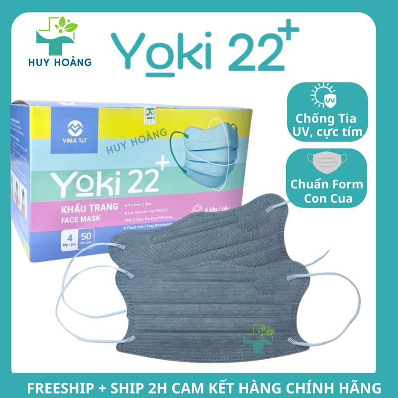 Sỉ Thùng 500 Cái Khẩu trang Cua Yoki 22+ khẩu trang y tế con cua kiểu dáng KF94 4 lớp dày dặn