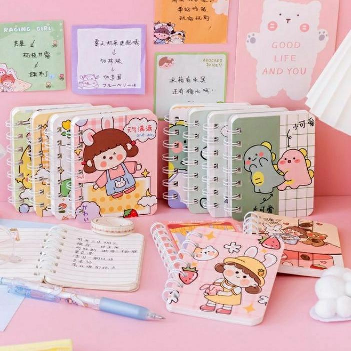 Sổ tay ghi chép- được chọn màu ,nhỏ gọn bỏ túi, Sổ tay cute hoạt hình đẹp dễ thương 80 trang a7 có dòng kẻ