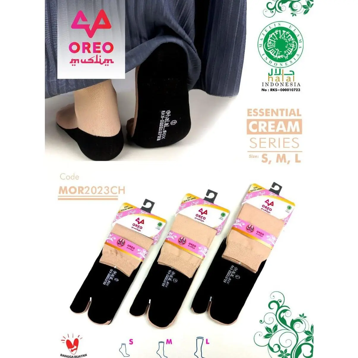 Kaos Kaki HALAL Jempol Polos Termurah Hitam Putih Hijab Muslim SIZE S M L | OREO Socks | Kos Kaki