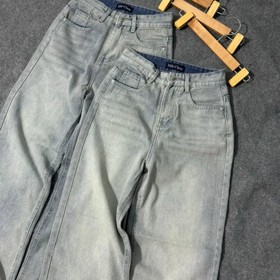 (S-2Xl) HHCHOU- Quần Jeans Suông Trơn Màu Bạc Mới Chất Jeans Vải Qc mềm H3456 Women Pants | BigBuy360 - bigbuy360.vn